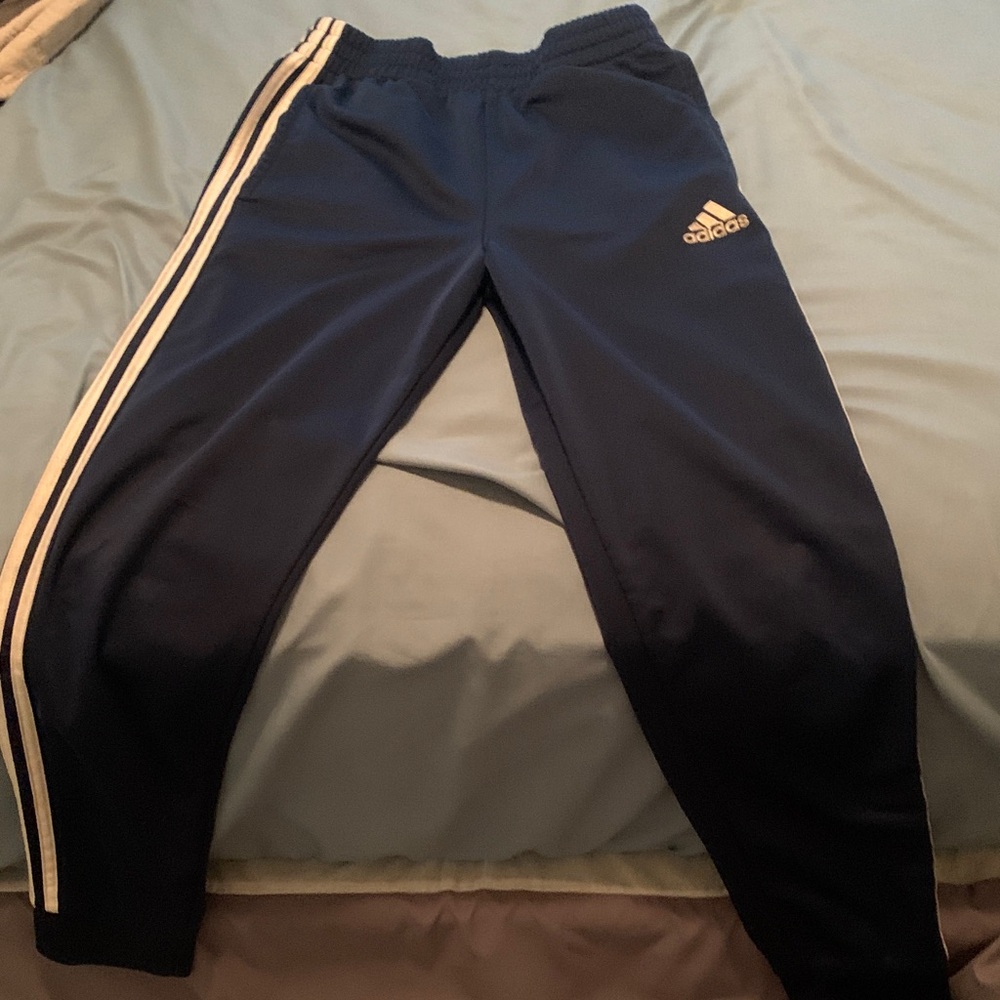 Adidas Kids Navy Joggers with Cream Stripes